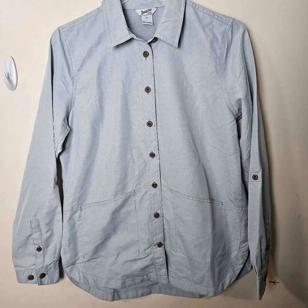 Duluth Trading Co.Active Fit Long Sleeve Button Down Shirt 3237-108 Men's Blue